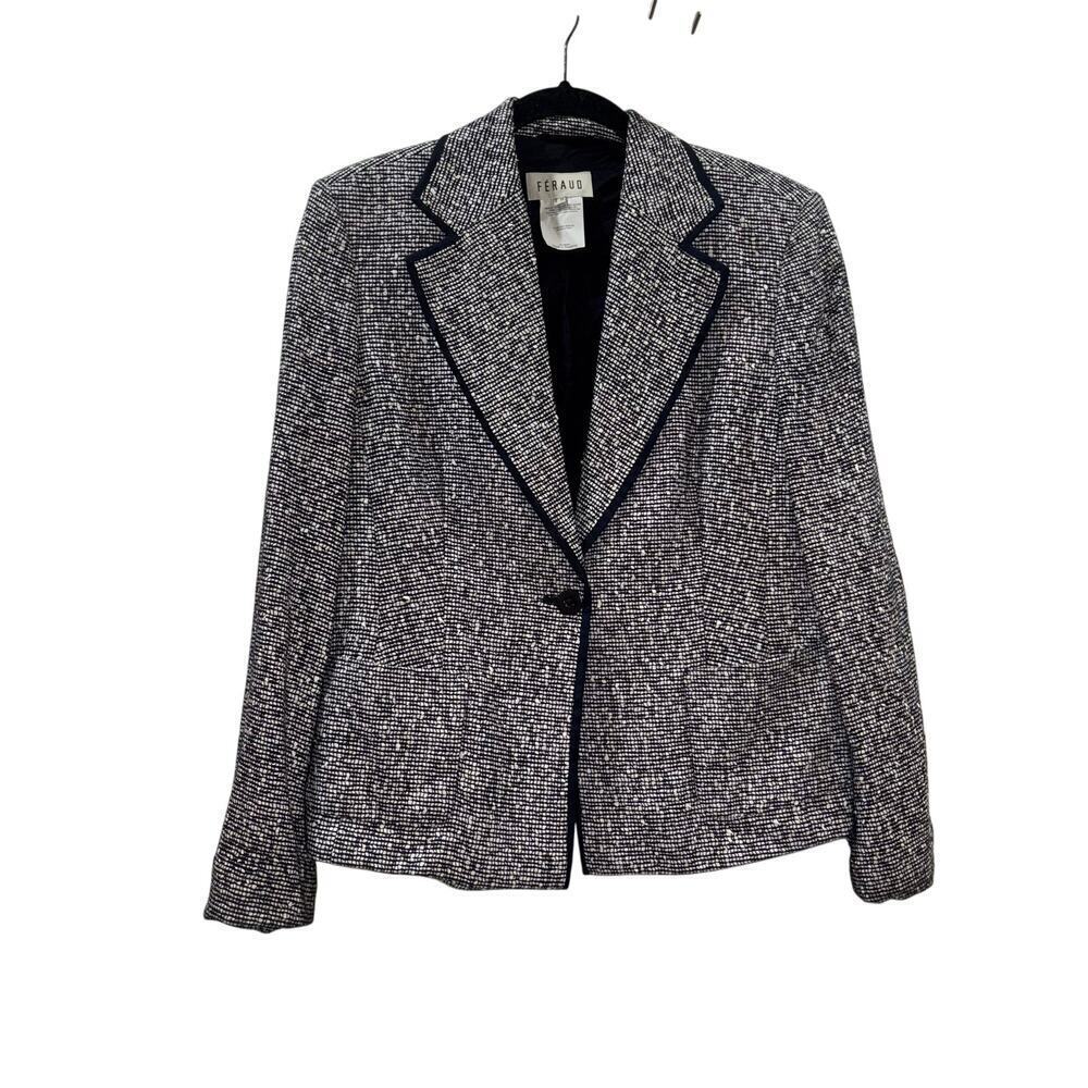 Vintage Louis Féraud Wool Blend Blazer- Tweed Luxury Designer Blazer- Size US 10